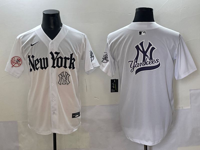 Men 2025 New York Yankees Blank White Five generations Joint Name Nike MLB Jersey style 70